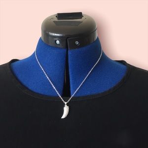 Diamond Tooth Silver Necklace